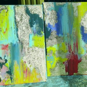 Abstract art with gold leaf